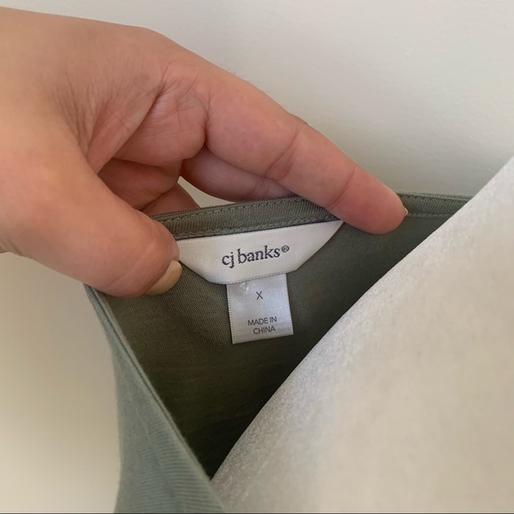 CJ Banks Sage Green Cross Sleeveless Tank Top - Picture 5 of 7